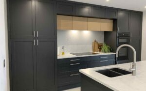 Aldana & Tavola Kitchen in Graphite & Parched Oak by Hanna Bros