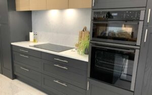 Aldana & Tavola Kitchen in Graphite & Parched Oak by Hanna Bros