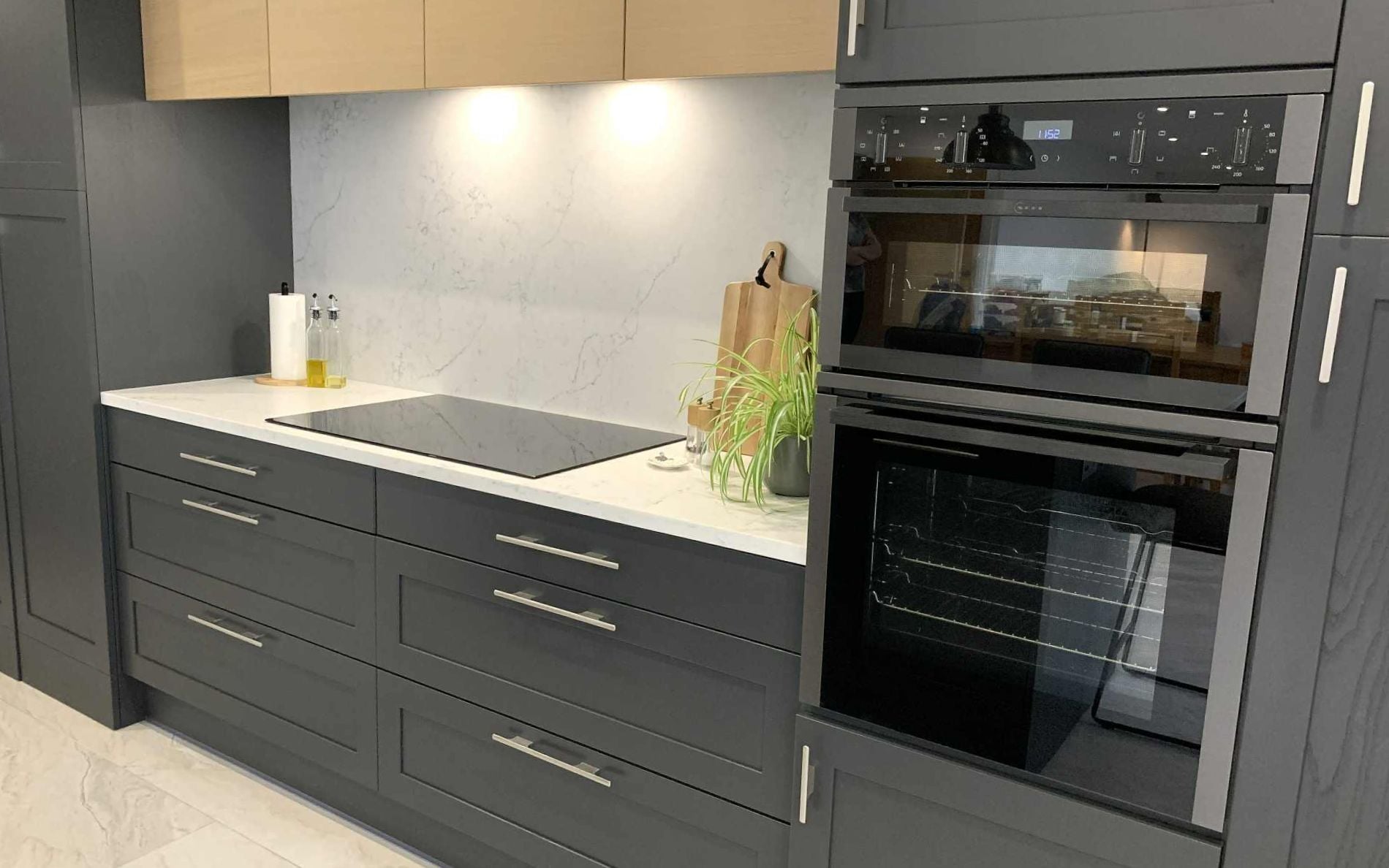 Aldana & Tavola Kitchen in Graphite & Parched Oak by Hanna Bros