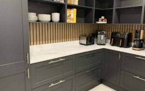 Aldana & Tavola Kitchen in Graphite & Parched Oak by Hanna Bros