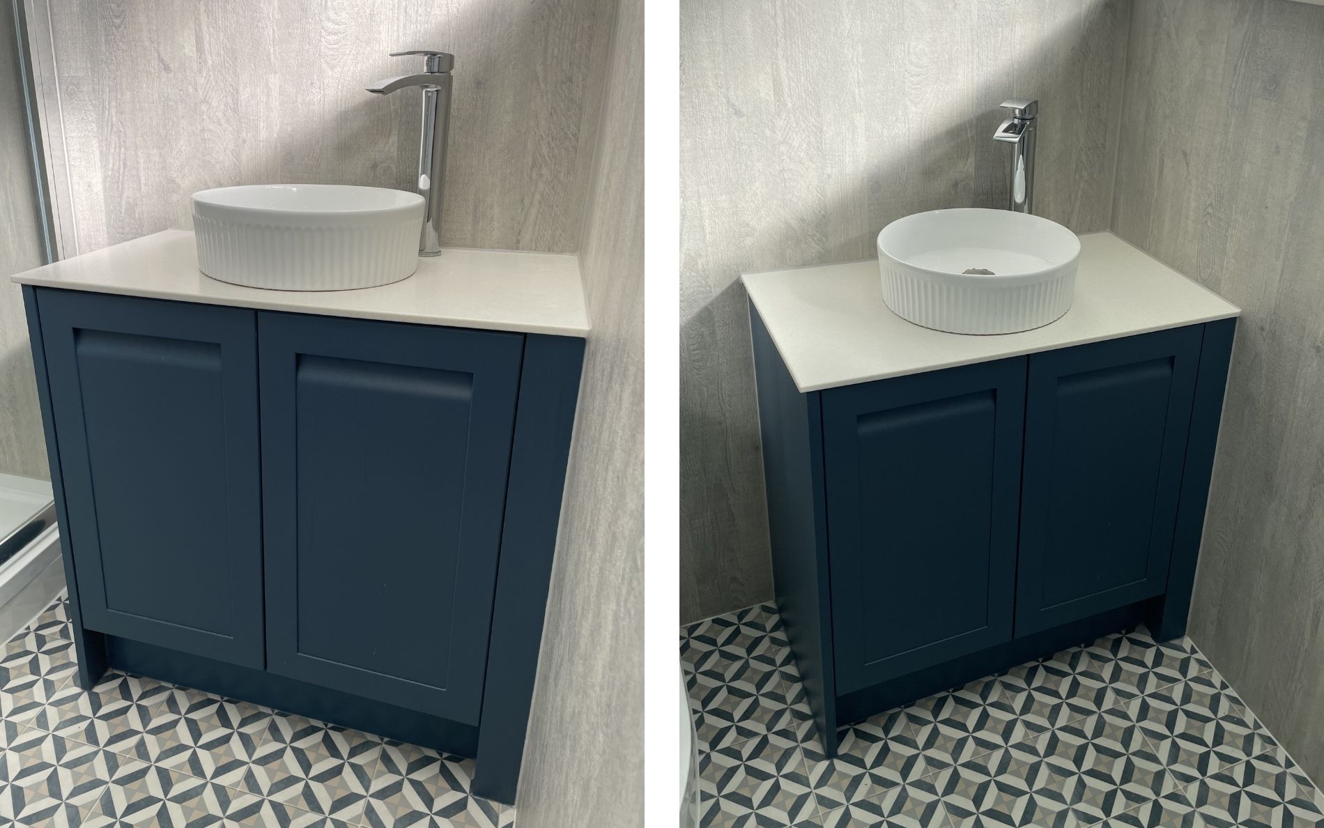 Harborne Bathroom in Slate Blue by Walrow Kitchens