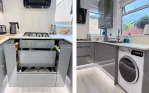 Strada Gloss Kitchen in Dust Grey by Saturn Interiors