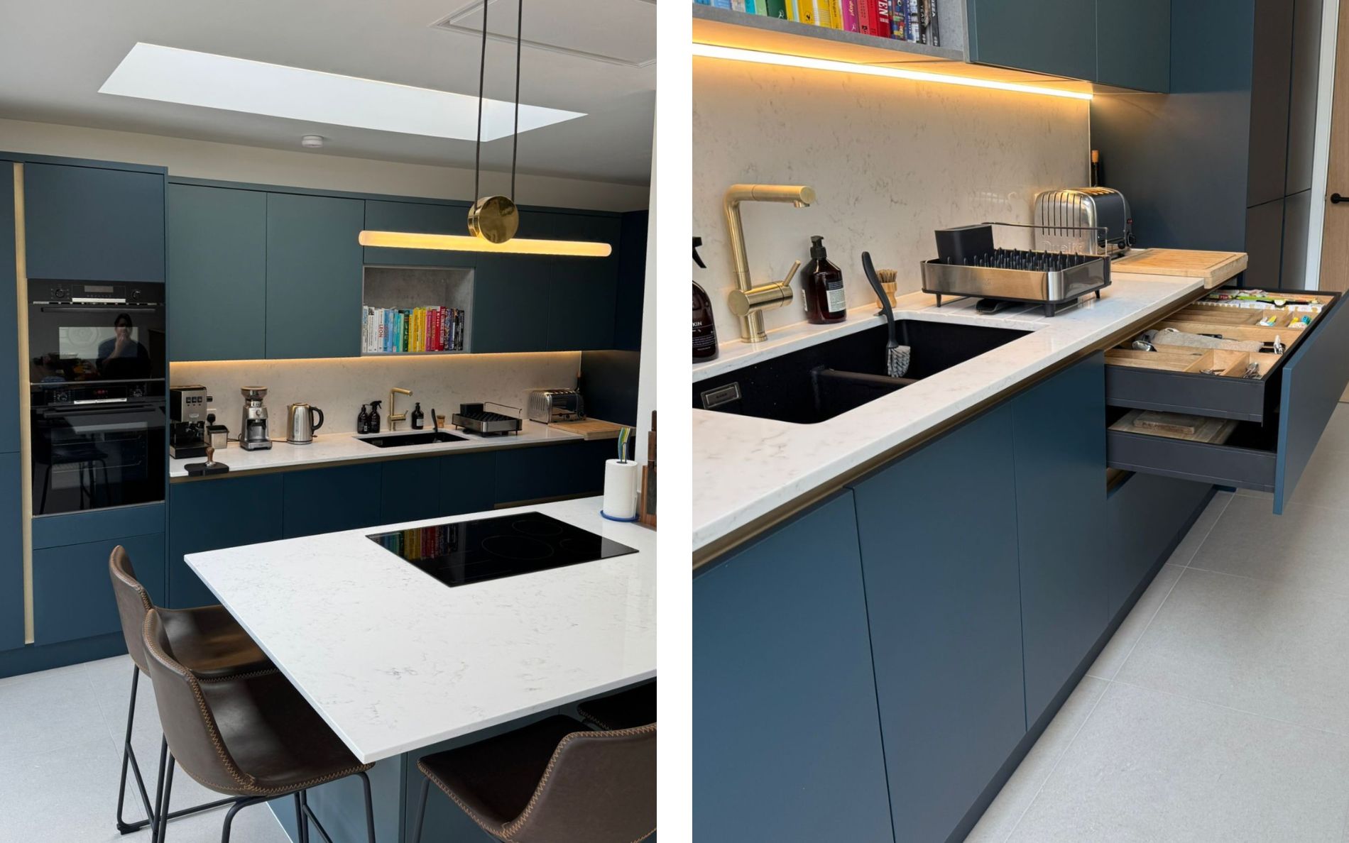 Zola Matte Kitchen in Marine & Viridian by Silver Birch Kitchen Designs
