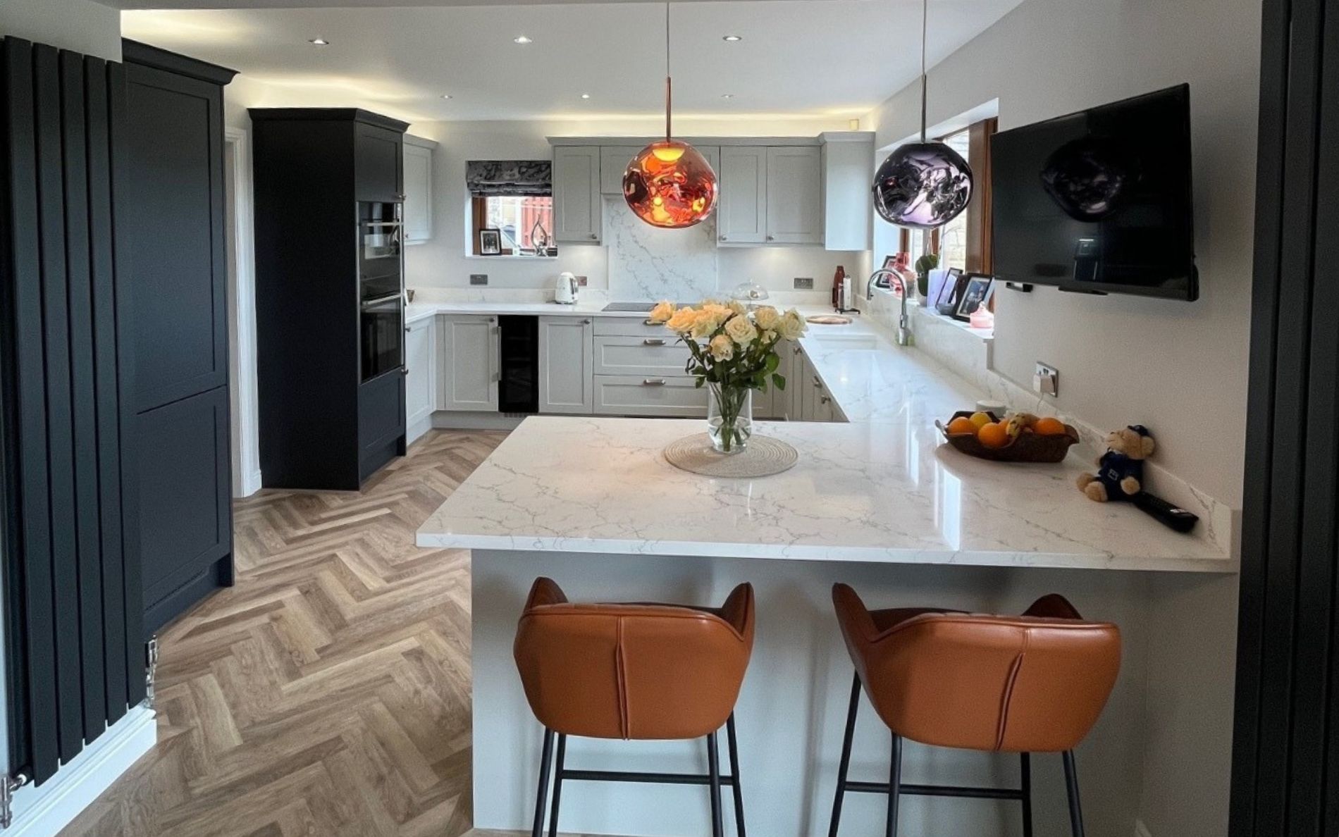 Aldana Kitchen in Light Grey & Slate Blue by Inline Kitchens