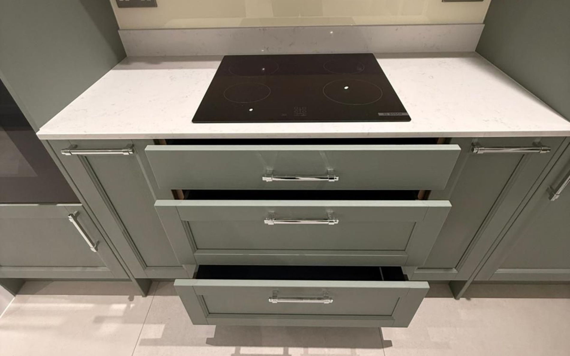 Pembridge Kitchen in Reed Green by Silver Birch Kitchen Design