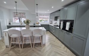 Aldana Kitchen in Reed Green & Porcelain by QA Kitchens