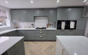 Aldana Kitchen in Reed Green & Porcelain by QA Kitchens