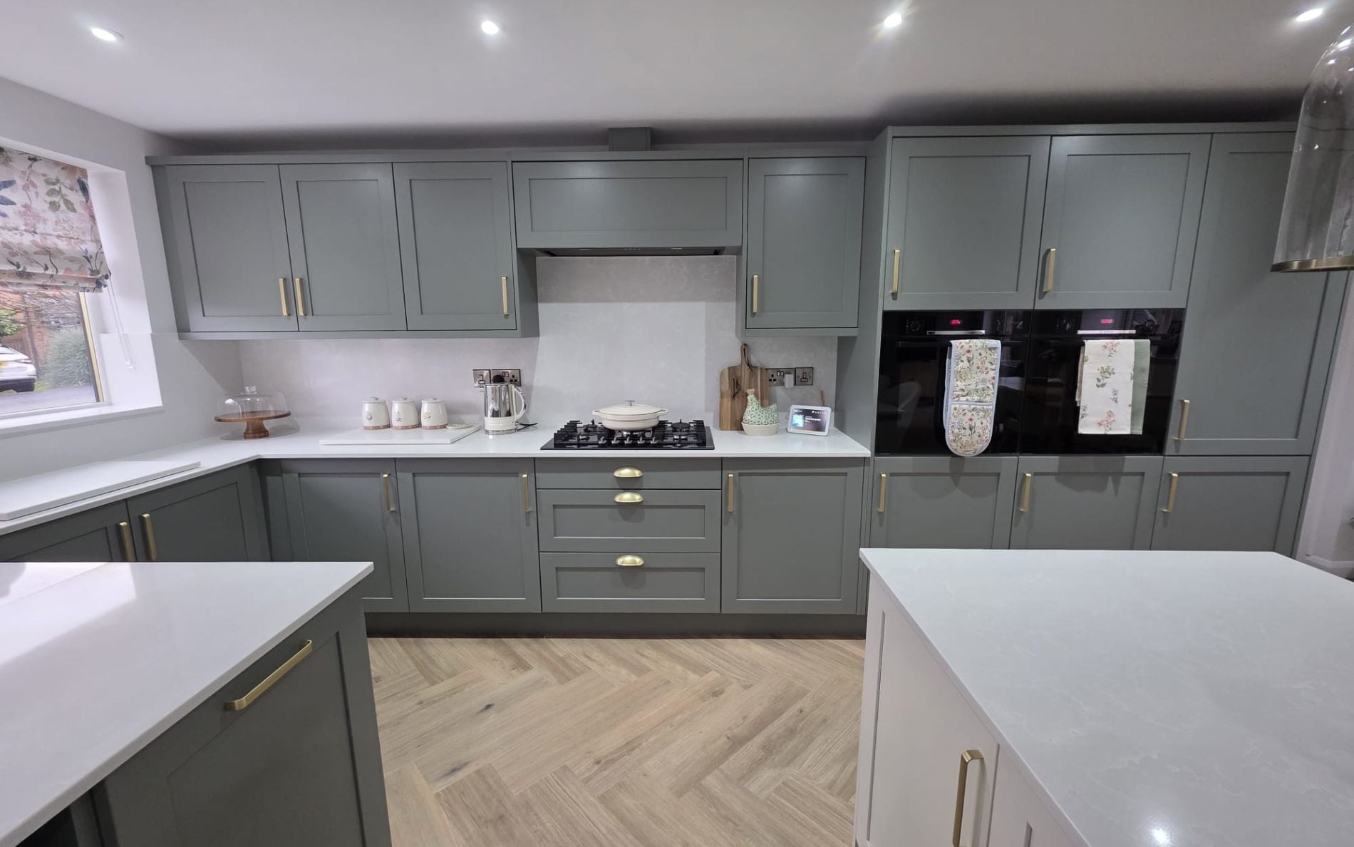 Aldana Kitchen in Reed Green & Porcelain by QA Kitchens