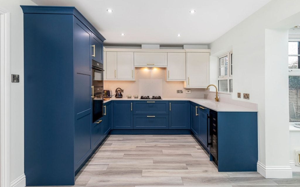 Clifden Kitchen in Airforce & Porcelain by Rever Kitchens