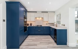 Clifden Kitchen in Airforce & Porcelain by Rever Kitchens