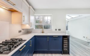 Clifden Kitchen in Airforce & Porcelain by Rever Kitchens