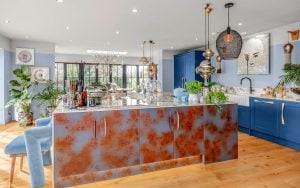 Ellesmere in Parisian Blue & Ferro in Rusted Iron Kitchen by Rever Kitchens