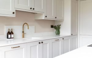 Wakefield Kitchen in Shell & Antique Red by Kitchen Ergonomics
