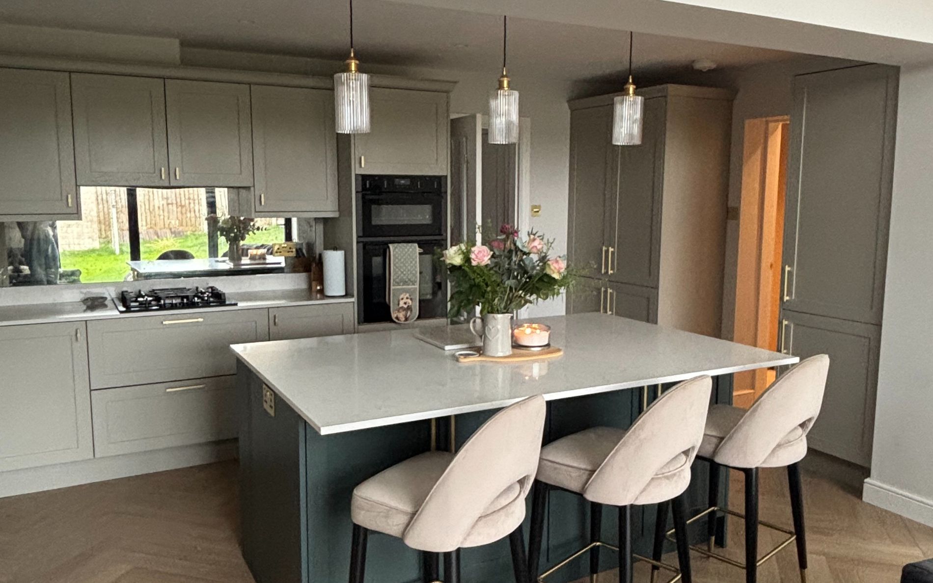 Aldana Kitchen In Stone & Heritage Green by Kitchen Lifestyle