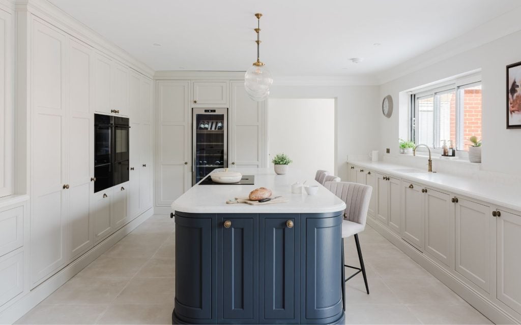 Belgravia Kitchen in Shell & Slate Blue by Kitchens By Design