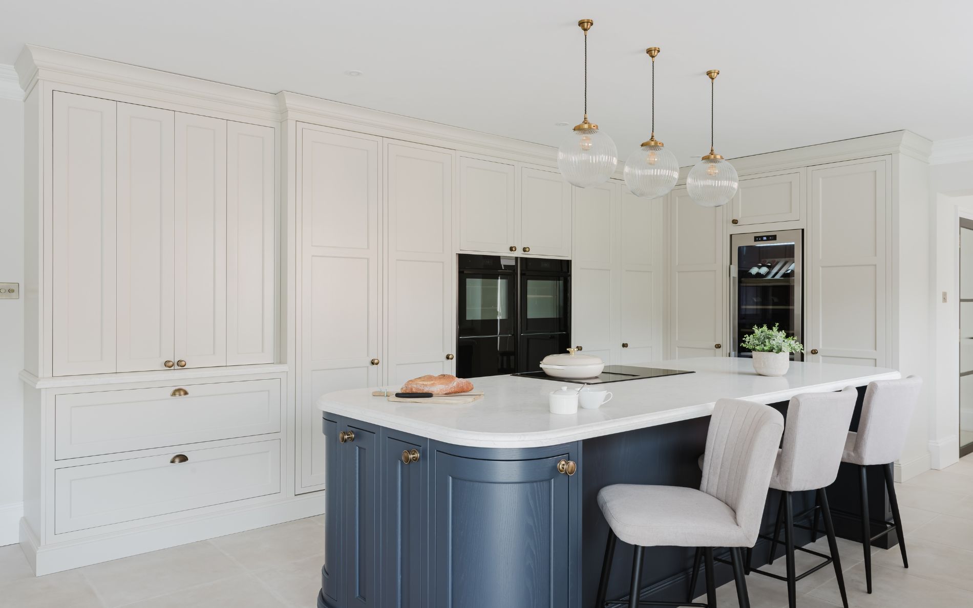 Belgravia Kitchen in Shell & Slate Blue by Kitchens By Design
