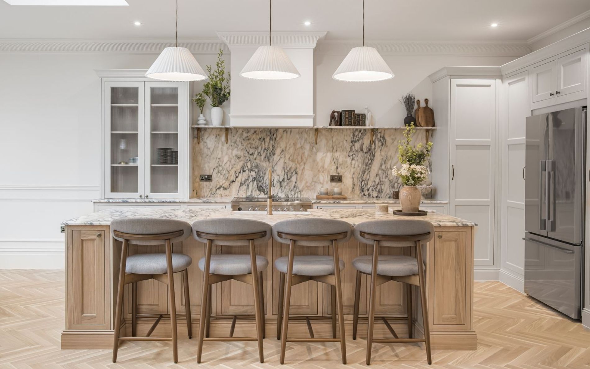 Belgravia Kitchen in Taupe Grey & Washed Oak by Rever Kitchens