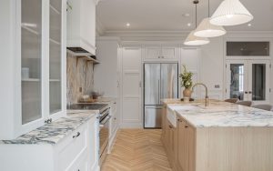Belgravia Kitchen in Taupe Grey & Washed Oak by Rever Kitchens