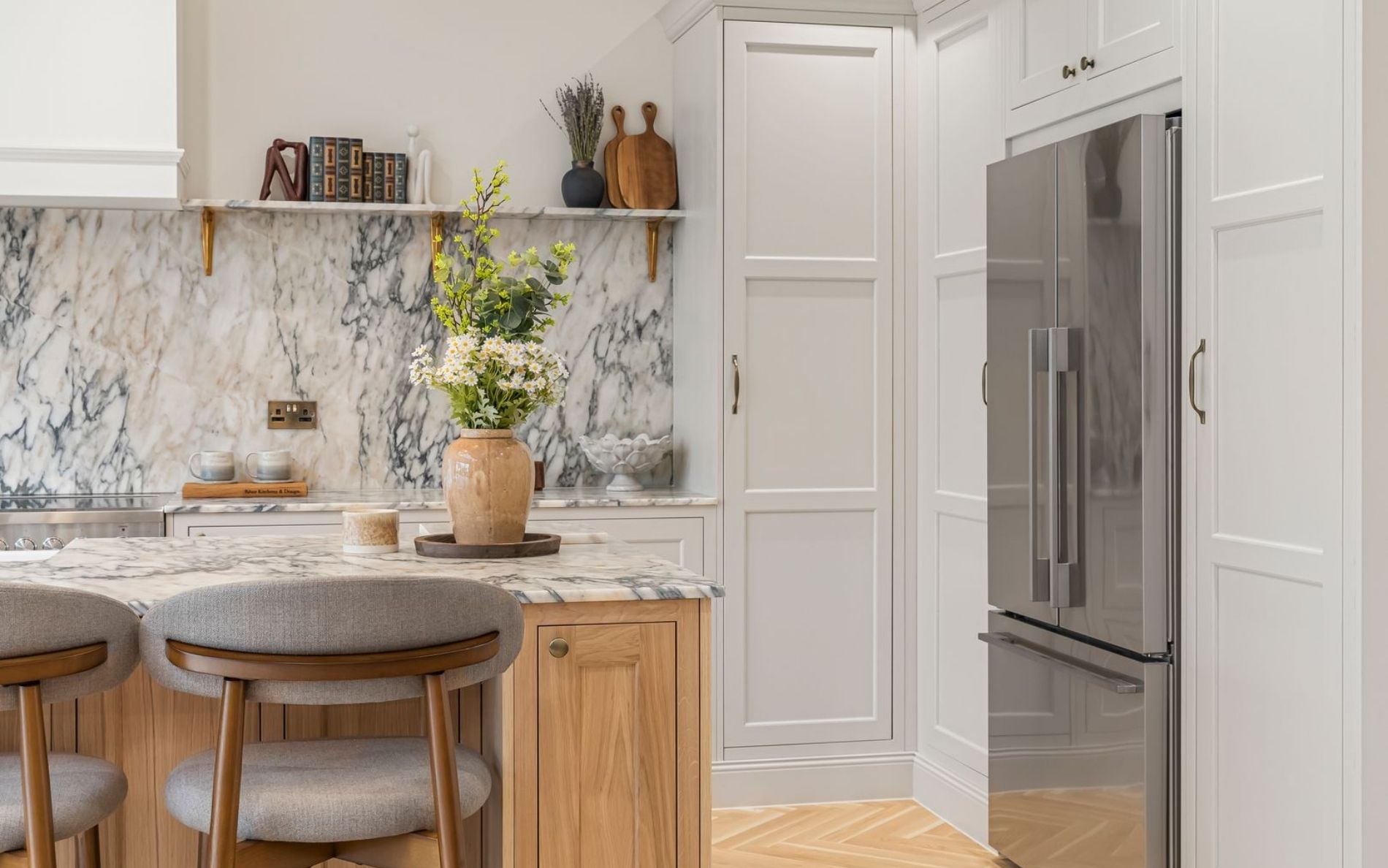 Belgravia Kitchen in Taupe Grey & Washed Oak by Rever Kitchens