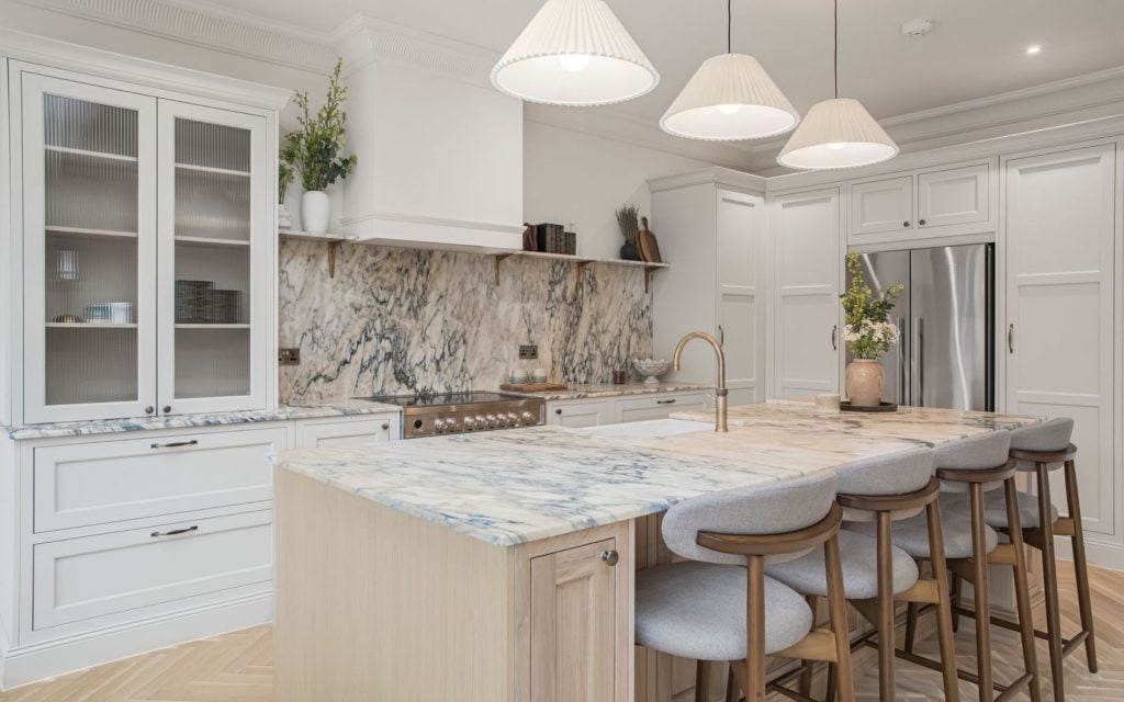 Belgravia Kitchen in Taupe Grey & Washed Oak by Rever Kitchens
