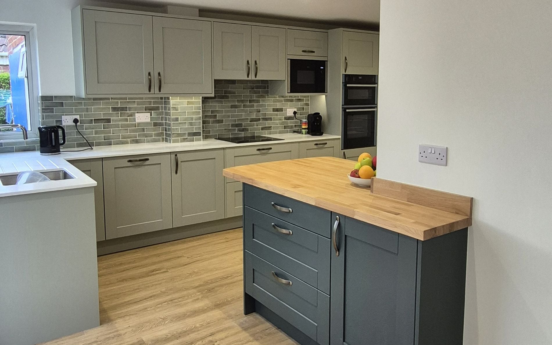 Madison Kitchen in Sage Green & Heritage Green by Input Kitchens