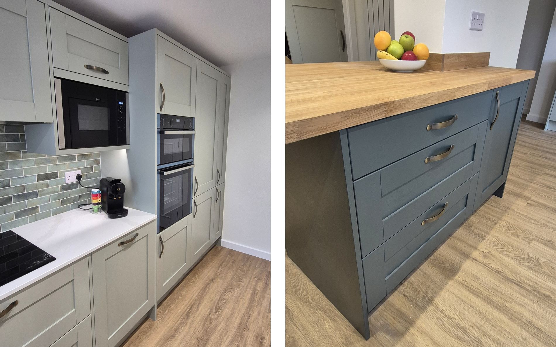 Madison Kitchen in Sage Green & Heritage Green by Input Kitchens