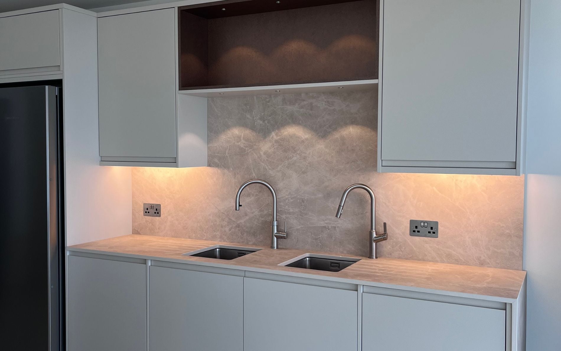 Strada Matte Kitchen in Shell by Cader Kitchens