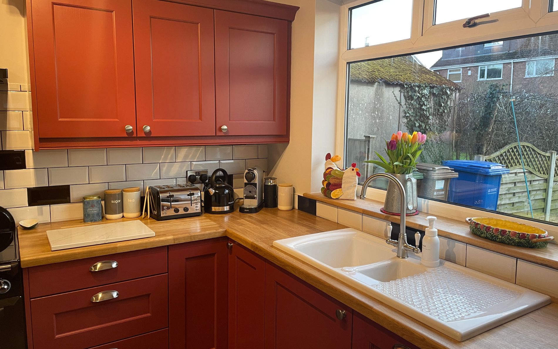 Wakefield Kitchen in Antique Red by Kinder Kitchens