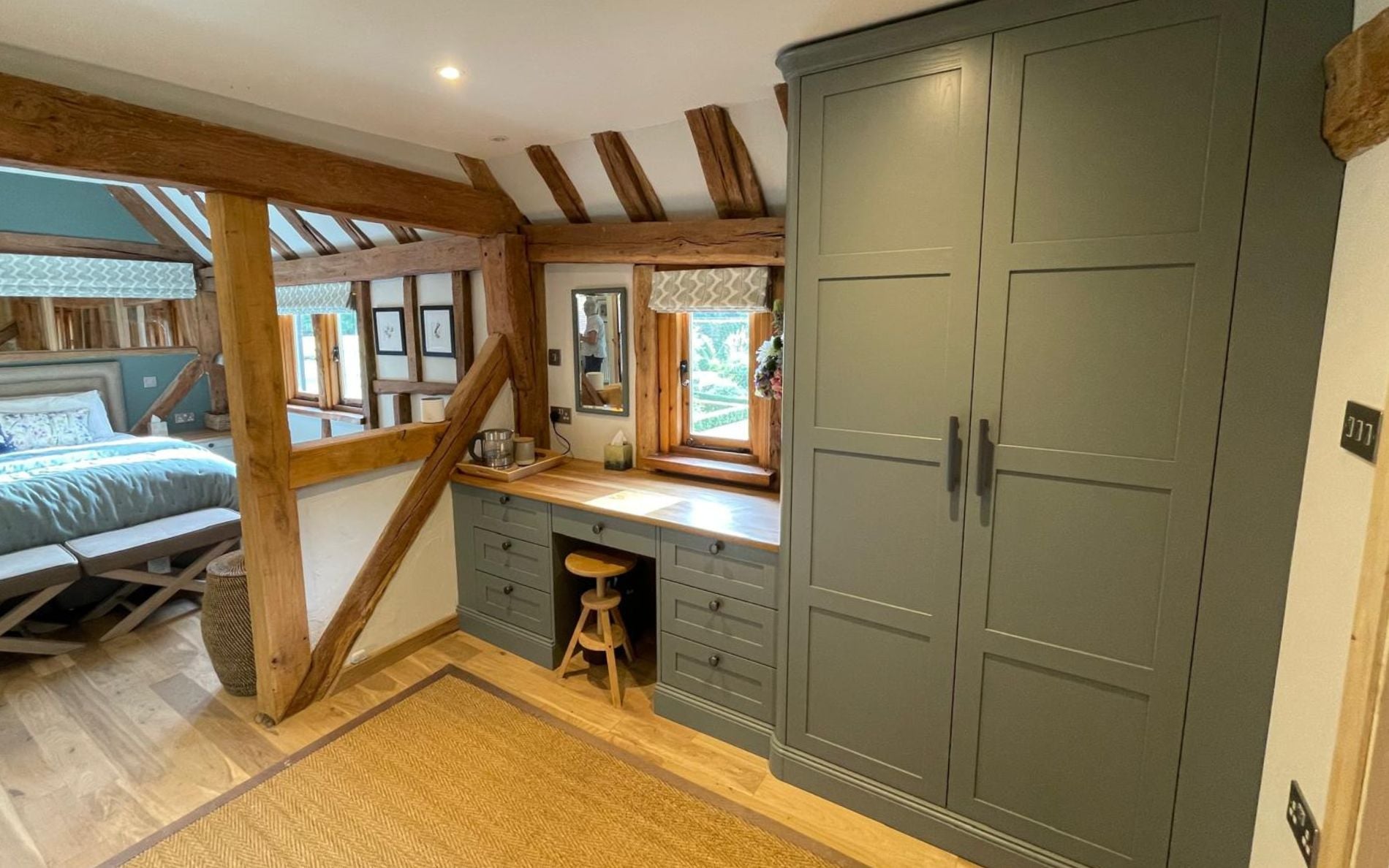 Aldana Bedroom in Reed Green & Mussel by Burnhill Kitchens