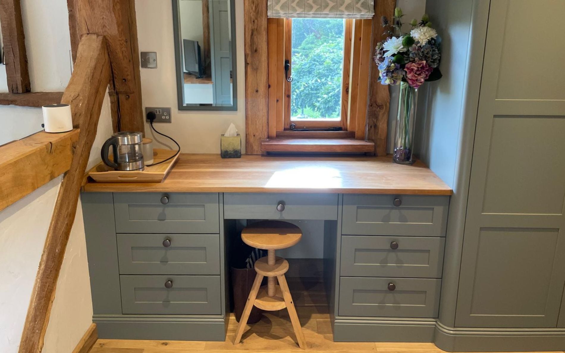 Aldana Bedroom in Reed Green & Mussel by Burnhill Kitchens