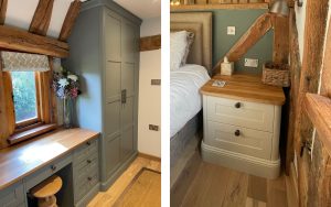 Aldana Bedroom in Reed Green & Mussel by Burnhill Kitchens