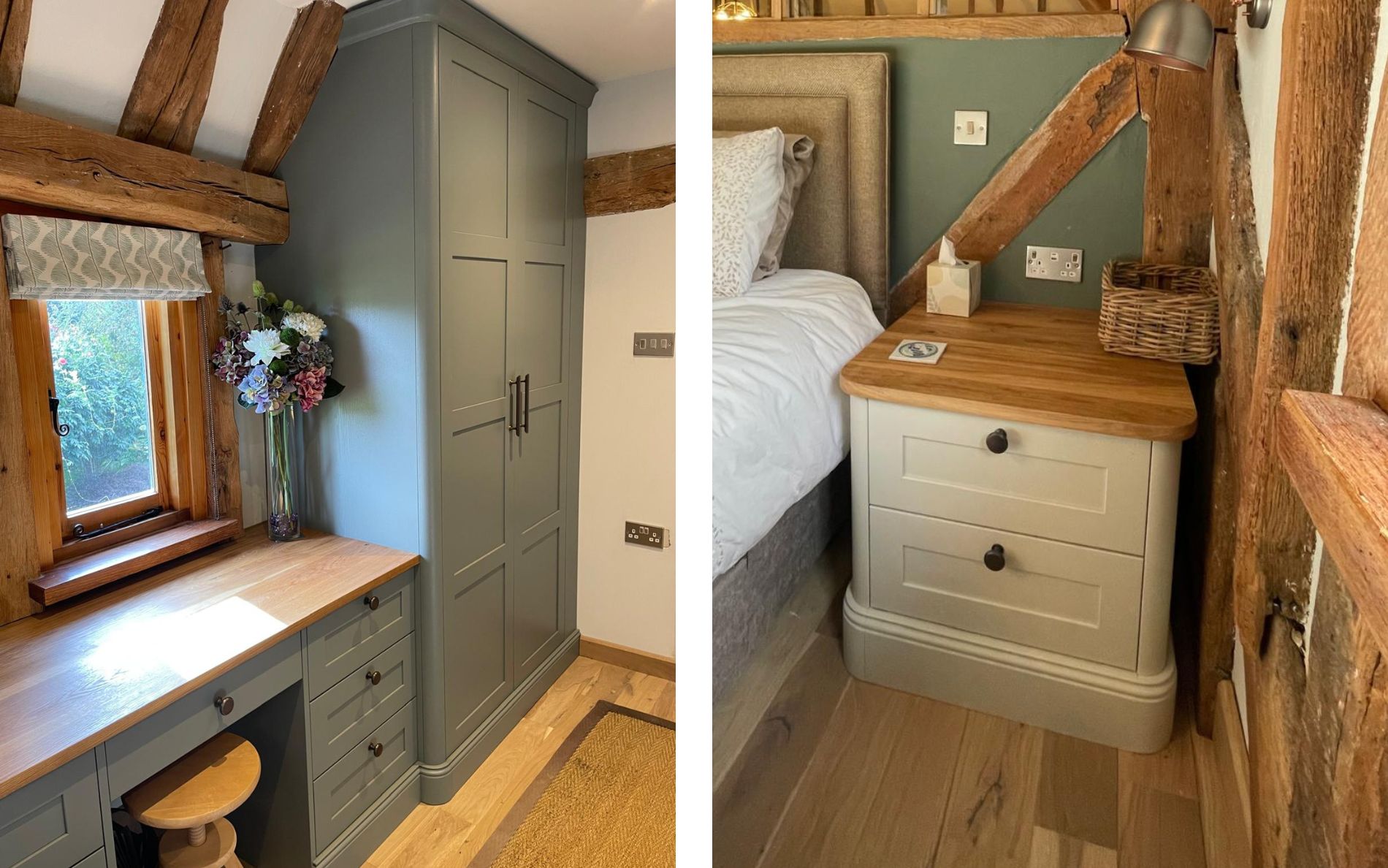 Aldana Bedroom in Reed Green & Mussel by Burnhill Kitchens