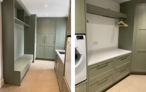 Aldana Boot Room Utility in Cardamom by Sheelan Kitchens