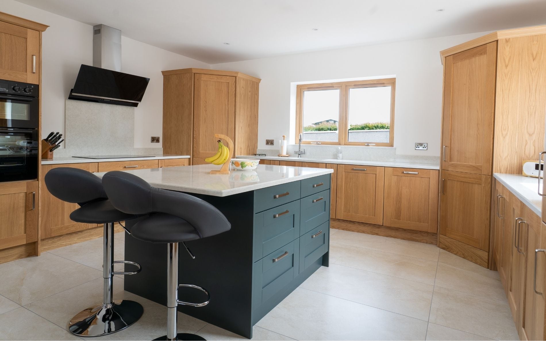 Madison Kitchen in Light Oak & Heritage Green by Platinum Kitchens