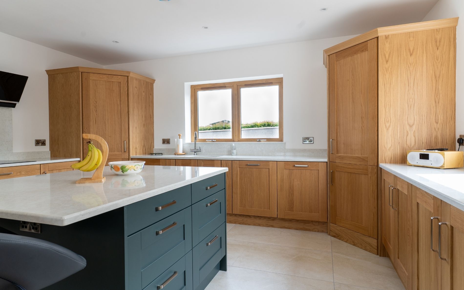 Madison Kitchen in Light Oak & Heritage Green by Platinum Kitchens