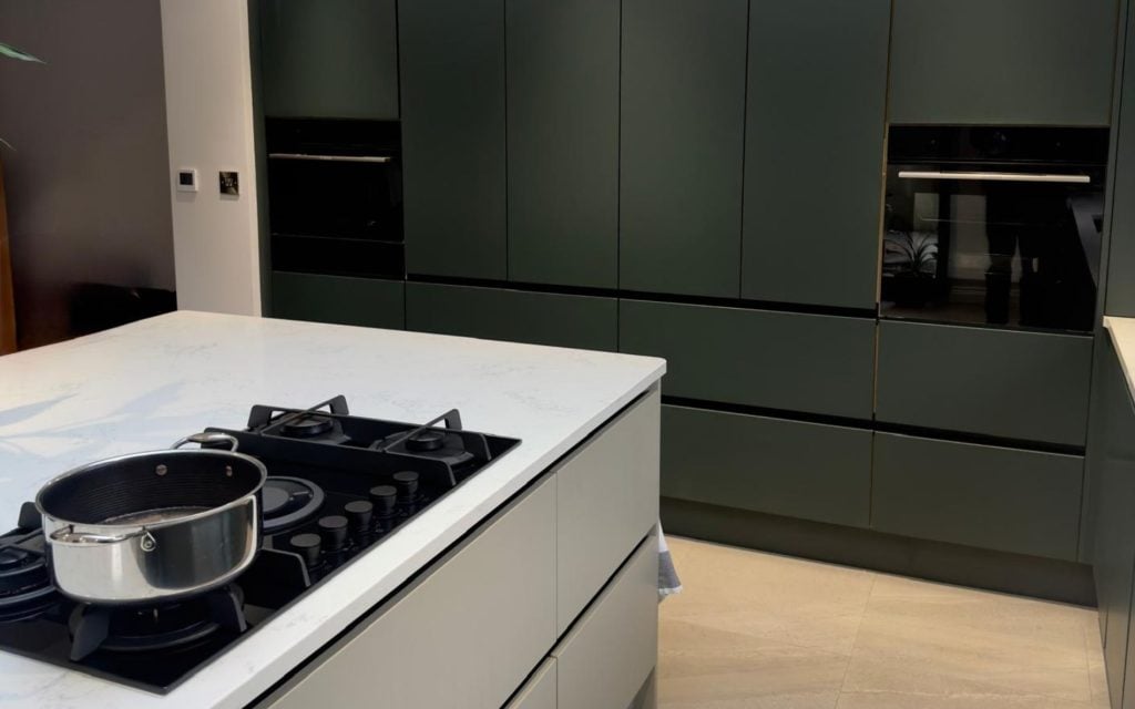 Versa Kitchen in Deep Forest & Stone by Kilwee Kitchens