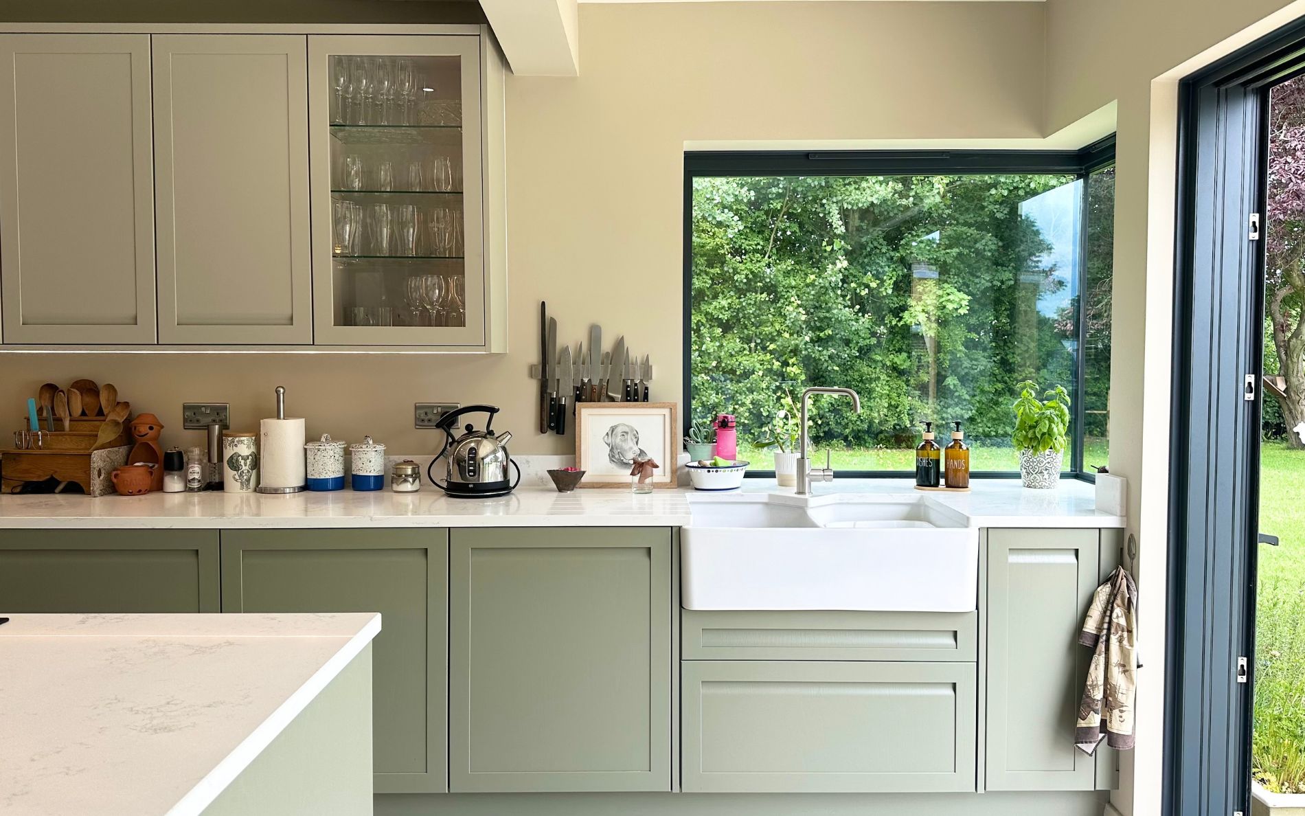 Harborne Kitchen in Cardamom & Stone by Roma Interiors
