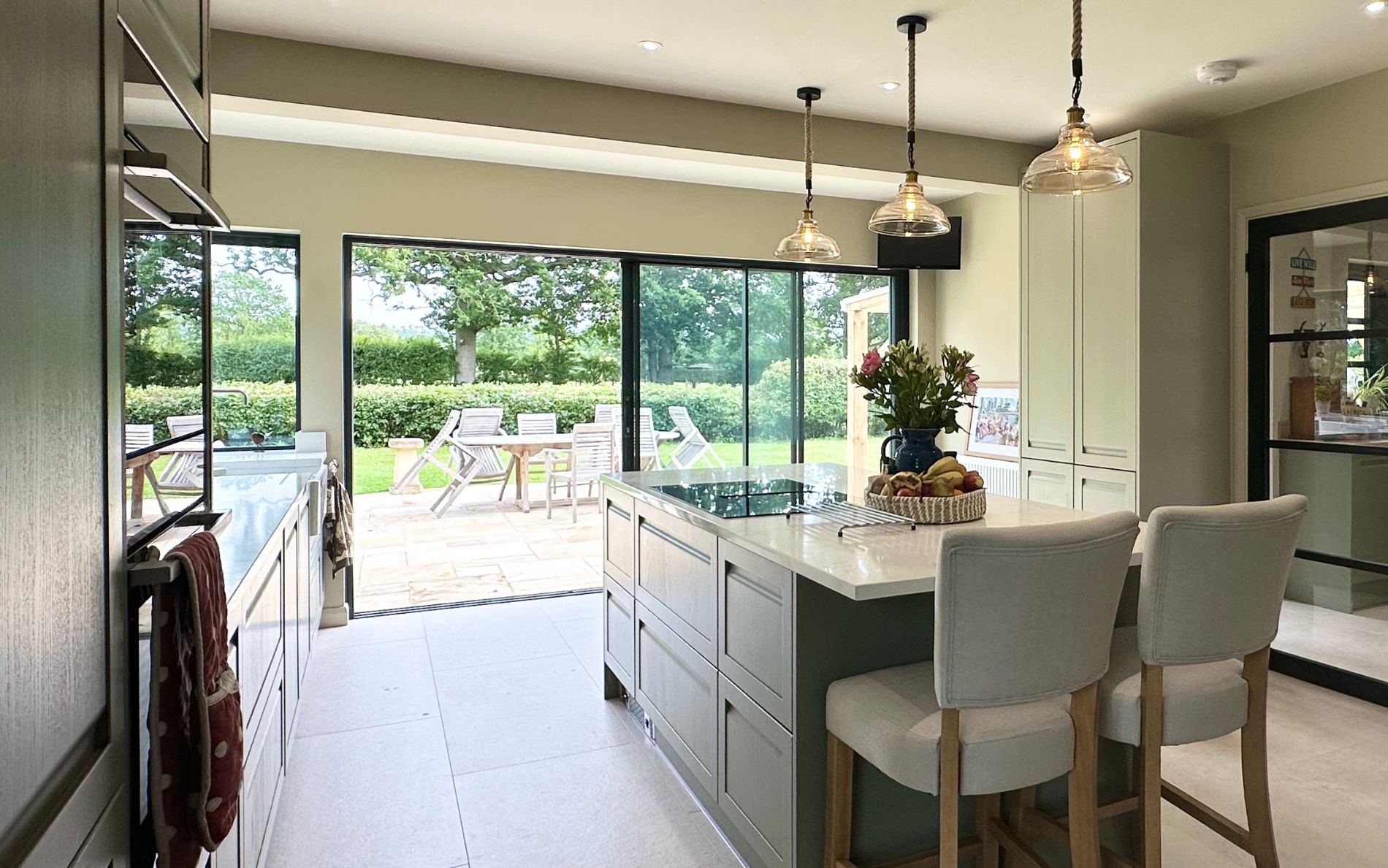 Harborne Kitchen in Cardamom & Stone by Roma Interiors